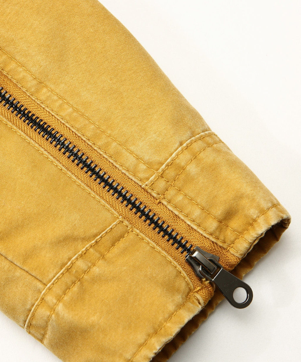 Washed Canvas Quilted Shoulder Moto Jacket for Men | Casual Wear