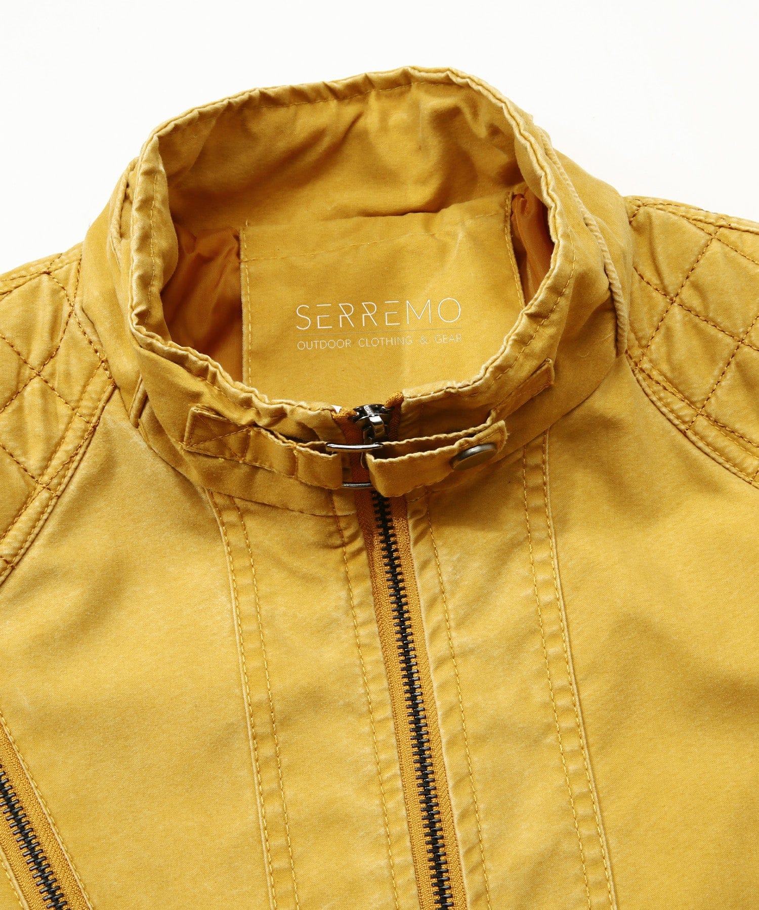 Washed Canvas Quilted Shoulder Moto Jacket for Men | Casual Wear