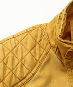 Washed Canvas Quilted Shoulder Moto Jacket for Men | Casual Wear