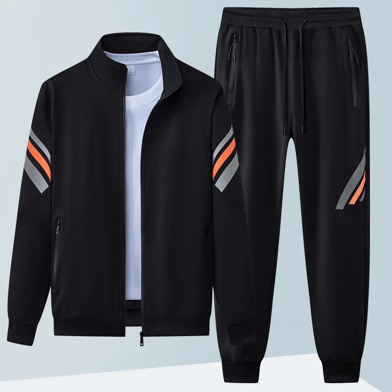 Zip Front Jacket and Tapered Track Pants Set for Men | Activewear