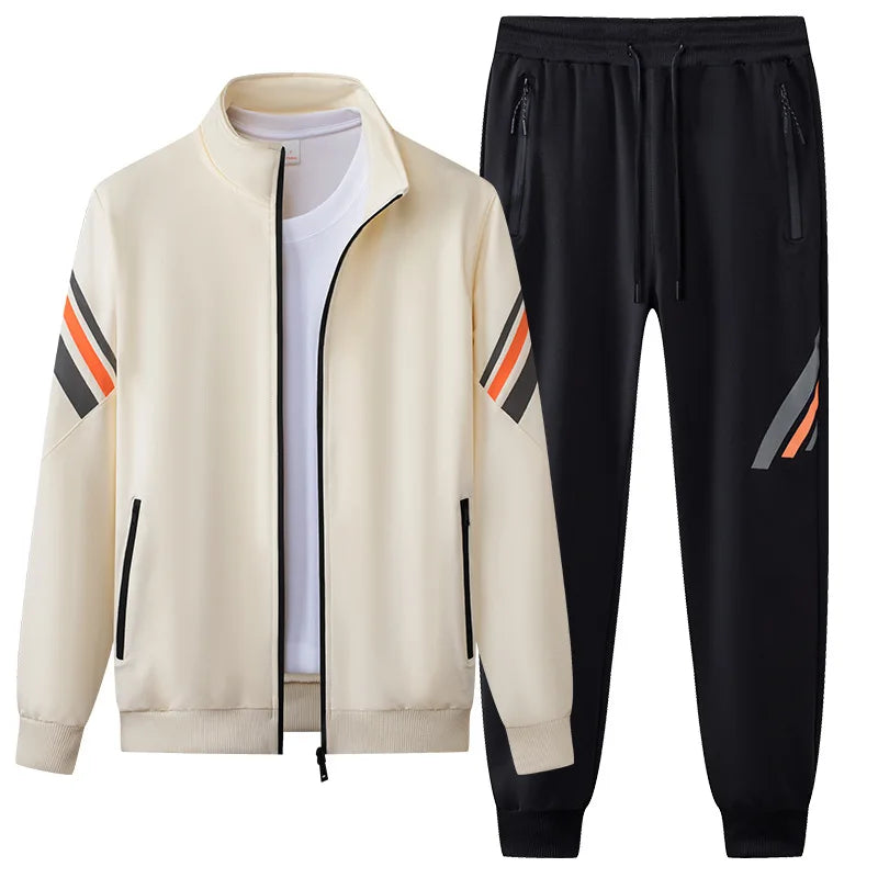 Zip Front Jacket and Tapered Track Pants Set for Men | Activewear