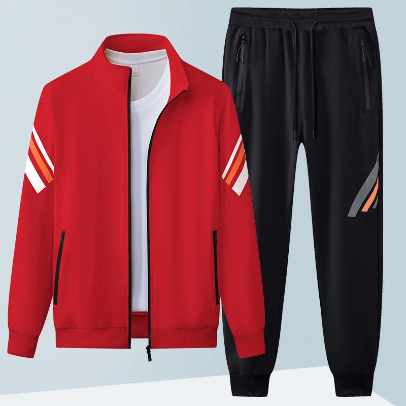 Zip Front Jacket and Tapered Track Pants Set for Men | Activewear