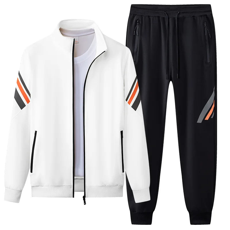 Zip Front Jacket and Tapered Track Pants Set for Men | Activewear