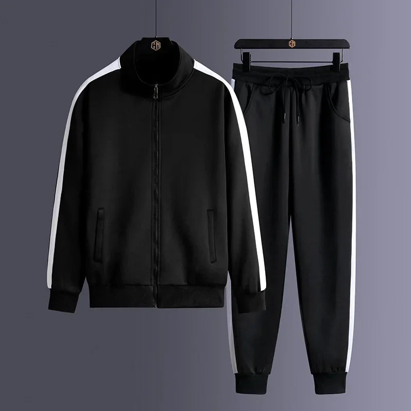Full Zip Jacket and Tapered Jogger Tracksuit Set for Men | Training and Casual Wear