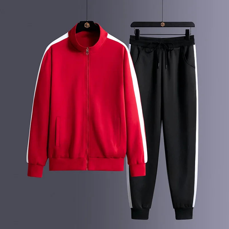 Full Zip Jacket and Tapered Jogger Tracksuit Set for Men | Training and Casual Wear