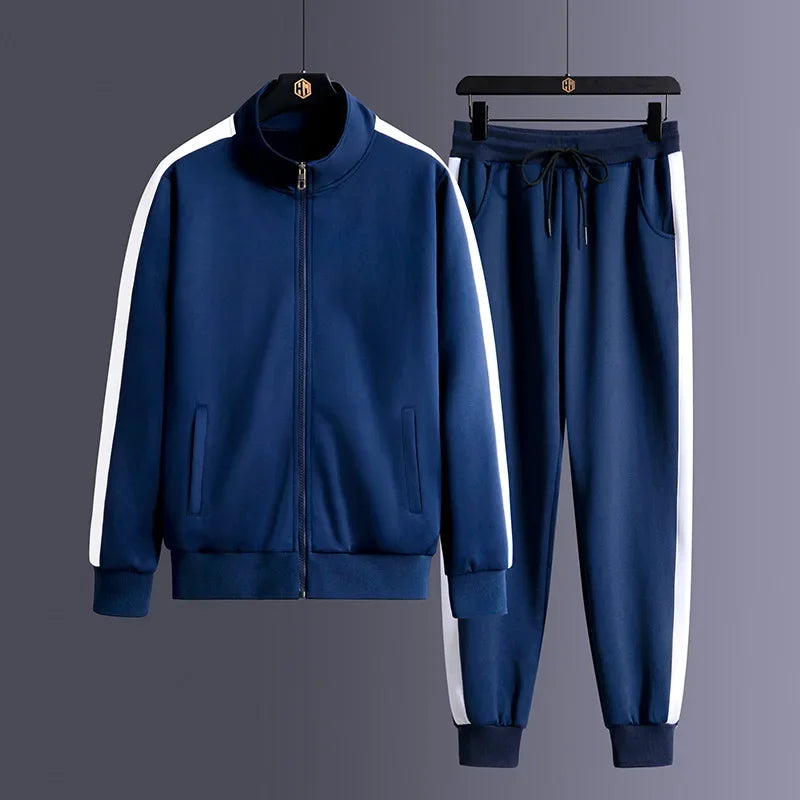 Full Zip Jacket and Tapered Jogger Tracksuit Set for Men | Training and Casual Wear