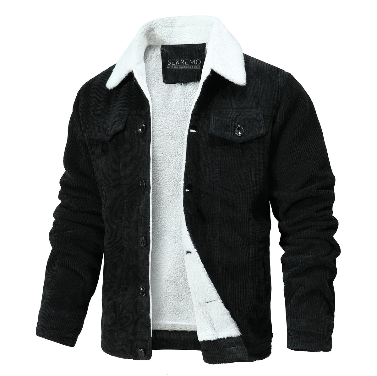 Sherpa Lined Button Front Cotton Bomber Jacket for Men | Winter Outerwear