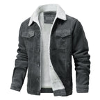 Sherpa Lined Button Front Cotton Bomber Jacket for Men | Winter Outerwear