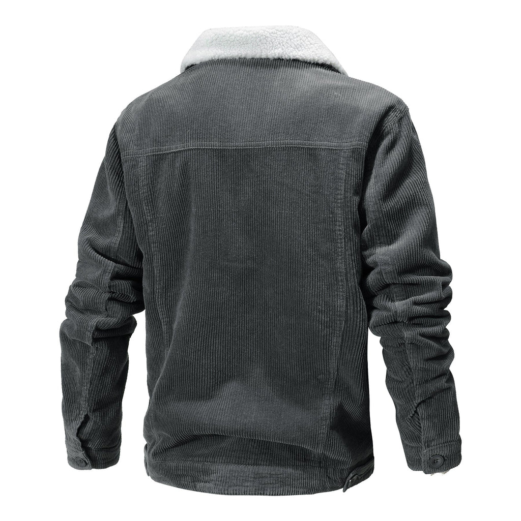 Sherpa Lined Button Front Cotton Bomber Jacket for Men | Winter Outerwear