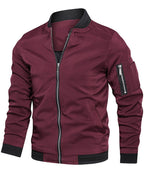 Lightweight Zip Up Bomber Jacket with Shoulder Pocket for Men | Spring Fall